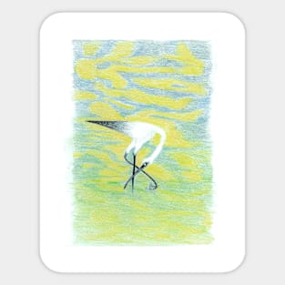 Feeding Egret Sticker